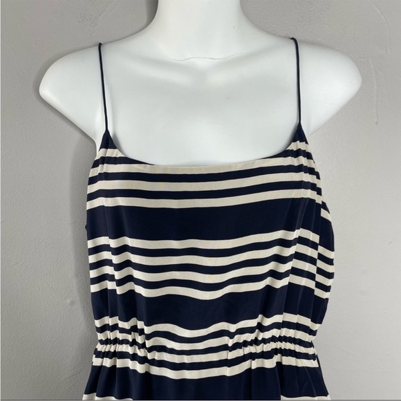 J CREW Navy Blue White Silk Striped Summer Dress - Picture 3 of 9